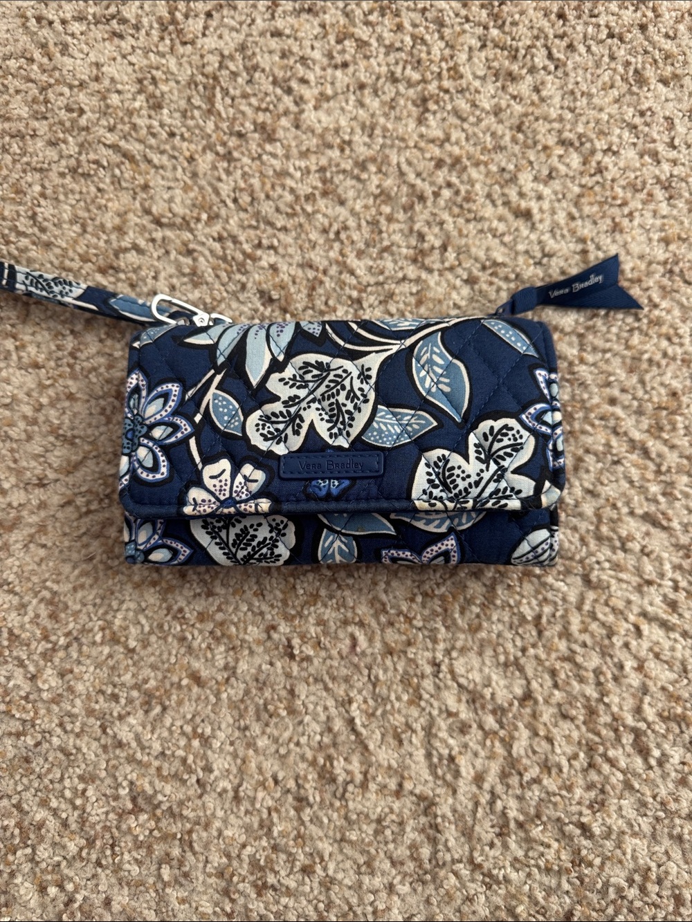 Vera Bradley Navy Floral Quilted Wristlet Wallet